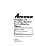 Installation And Operating Instructions For Front Loading Washers
