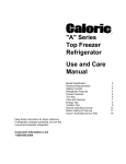"A" Series Top Freezer Refrigerator Use and Care Manual