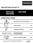 Hitachi 60FX20B 60" Rear Projection Television