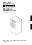 Kenmore 54351 Dehumidifier - Manual for Kenmore 580.54351