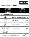 Hitachi 43UWX10B 43" Rear Projection Television