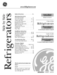 GE GSS27RGPBB / GSS27RGPWW / GSS27RGPCC Side by Side Refrigerator