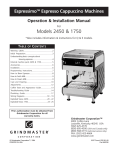 Grindmaster 1750 Espresso Machine