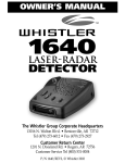 Whistler 1640 Radar Detector User Manual