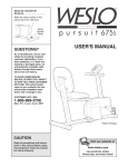 Weslo WLEX27181 Home Gym User Manual