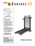 Weslo 925925 Treadmill User Manual