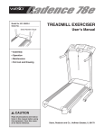 Weslo 831.29522.0 Treadmill User Manual