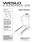 Weslo 30863 Treadmill User Manual