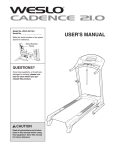Weslo 21 Treadmill User Manual