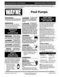 Wayne WAP75 Swimming Pool Pump User Manual
