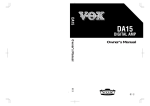 Vox DA15 Stereo Amplifier User Manual