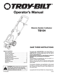 Troy-Bilt TB154 Cultivator User Manual