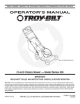 Troy-Bilt 830 Lawn Mower User Manual
