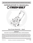 Troy-Bilt 5521 Snow Blower User Manual