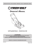 Troy-Bilt 460 Lawn Mower User Manual