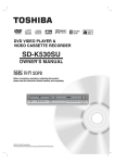 Toshiba SD-K530SU Speaker System User Manual