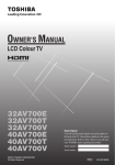 Toshiba 32AV52R Flat Panel Television User Manual