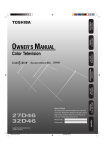 Toshiba 27D46 CRT Television User Manual