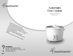 Toastmaster TRC7 Rice Cooker User Manual