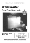 Toastmaster 1195 Bread Maker User Manual