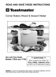 Toastmaster 1170X Bread Maker User Manual