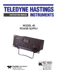 Teledyne 40 Power Supply User Manual