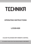 Technika LCD26-920 Flat Panel Television User Manual