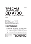 Tascam CD-A700 CD Player User Manual