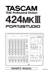 Tascam 424MKIII Recording Equipment User Manual