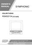 Symphonic RSMGD134 TV DVD Combo User Manual