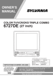 Sylvania 6727DE TV DVD Combo User Manual