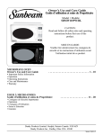 Sunbeam SBMW1109W/BL Microwave Oven User Manual