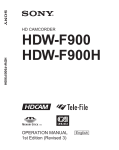 Sony HDW-F900 Camcorder User Manual
