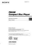 Sony CDX-R505X CD Player User Manual