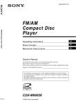 Sony CDX-M9905X Stereo System User Manual