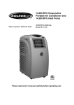 Soleus Air 000 BTU Evaporative Portable Air Conditioner and 14 Air Conditioner User Manual