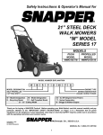 Snapper WMR216517B, WMRP216517B Lawn Mower User Manual