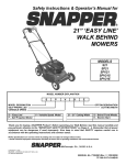 Snapper S21, SP21, SPV21, SPV21S, SPV21E Lawn Mower User Manual