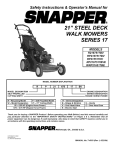 Snapper RP2167517BVE Lawn Mower User Manual