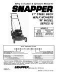 Snapper MR216015T, MR216015B, MR216015BV, MRP216015B, MRP216015BV Lawn Mower User Manual