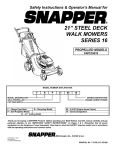 Snapper FRP216016 Lawn Mower User Manual