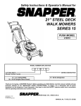 Snapper 215015 Lawn Mower User Manual