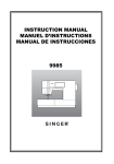Singer 9985 Sewing Machine User Manual