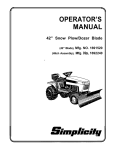 Simplicity Snow Plow/Dozer Blade Lawn Mower User Manual