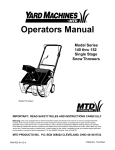 Simplicity 1010 Snow Blower User Manual