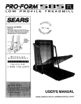 Sears 831.297662 Treadmill User Manual
