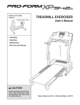 Sears 831.295251 Treadmill User Manual