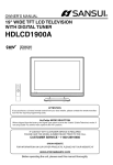 Sansui HDLCD1900A Flat Panel Television User Manual