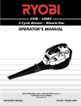 Ryobi 330B, 340BV Blower User Manual