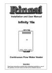 Rinnai 16e Water Heater User Manual